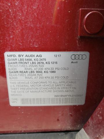 WA1BNAFYXJ2103097 - 2018 AUDI Q5 PREMIUM PLUS RED photo 12