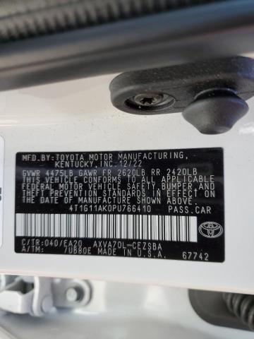 4T1G11AK0PU766410 - 2023 TOYOTA CAMRY SE NIGHT SHADE WHITE photo 13