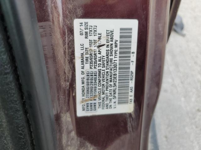 5FNRL5H23EB133071 - 2014 HONDA ODYSSEY LX BURGUNDY photo 12