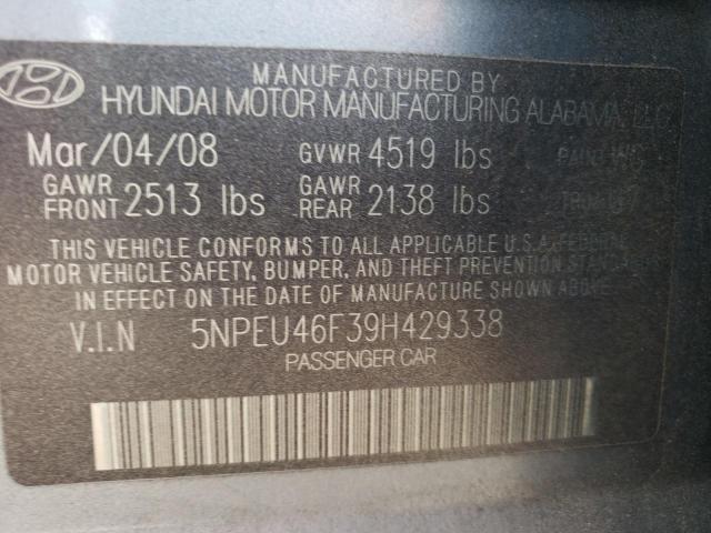 5NPEU46F39H429338 - 2009 HYUNDAI SONATA SE BLUE photo 12