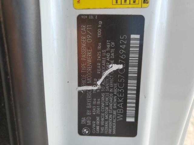 WBAKE3C57CE769425 - 2012 BMW 3 SERIES I WHITE photo 12