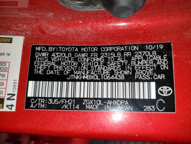 JTNKHMBX0L1064438 - 2020 TOYOTA C-HR XLE RED photo 13