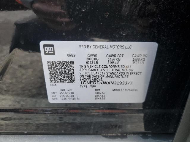 1GNERFKWXNJ193377 - 2022 CHEVROLET TRAVERSE LS BLACK photo 13