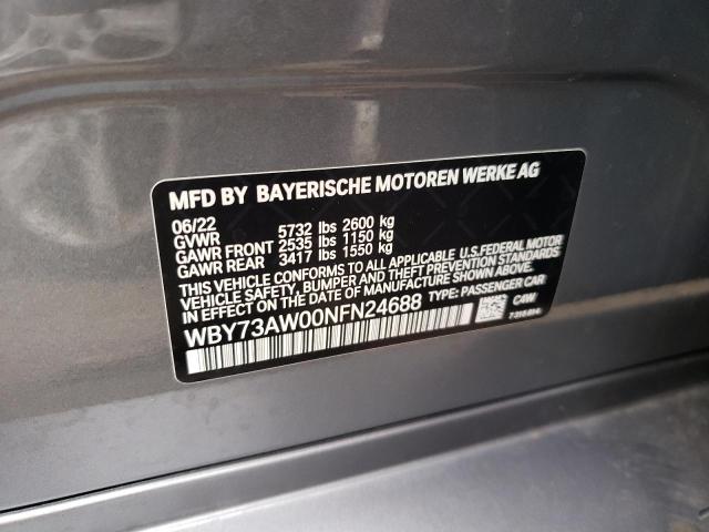 WBY73AW00NFN24688 - 2022 BMW I4 EDRIVE4 GRAY photo 12