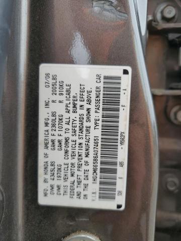 1HGCM66586A074651 - 2006 HONDA ACCORD EX GRAY photo 10