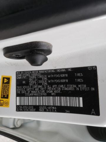 5TDJKRFH6GS239169 - 2016 TOYOTA HIGHLANDER XLE WHITE photo 12