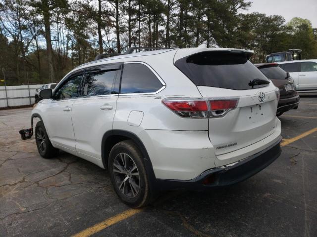 5TDJKRFH6GS239169 - 2016 TOYOTA HIGHLANDER XLE WHITE photo 2