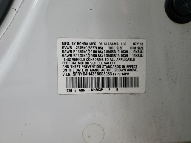 5FRYD4H43EB008963 - 2014 ACURA MDX TECHNOLOGY WHITE photo 13