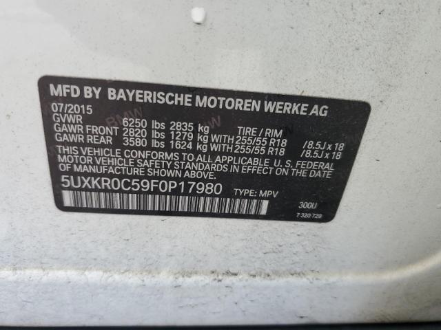 5UXKR0C59F0P17980 - 2015 BMW X5 XDRIVE35I WHITE photo 12