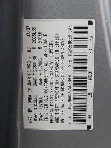 1HGCM665X7A098970 - 2007 HONDA ACCORD EX SILVER photo 12