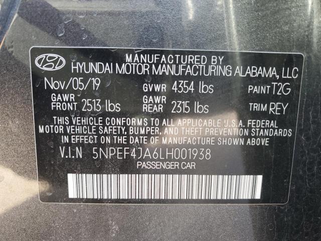 5NPEF4JA6LH001938 - 2020 HYUNDAI SONATA SEL GRAY photo 13