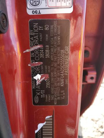 KNAFU4A25C5555018 - 2012 KIA FORTE EX RED photo 12