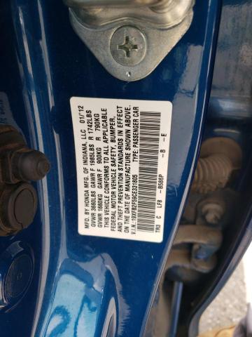 19XFB2F59CE331805 - 2012 HONDA CIVIC LX BLUE photo 12