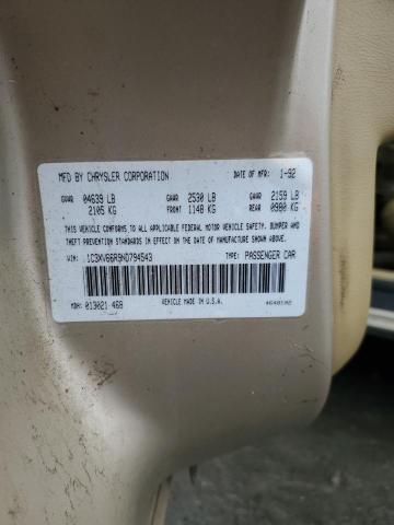 1C3XV66R9ND794543 - 1992 CHRYSLER NEW YORKER FIFTH AVENUE CREAM photo 12