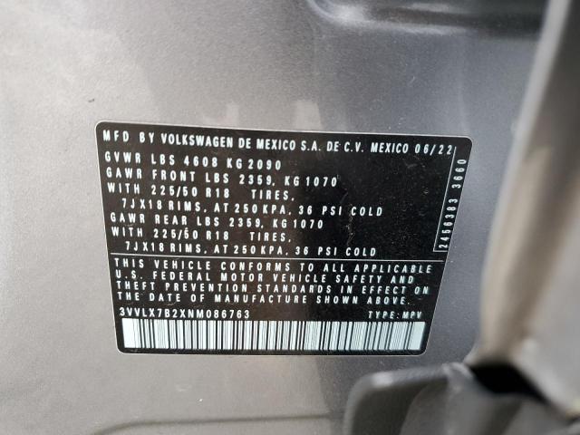 3VVLX7B2XNM086763 - 2022 VOLKSWAGEN TAOS SE IQ DRIVE SILVER photo 13