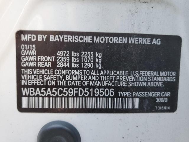 WBA5A5C59FD519506 - 2015 BMW 528 I WHITE photo 12