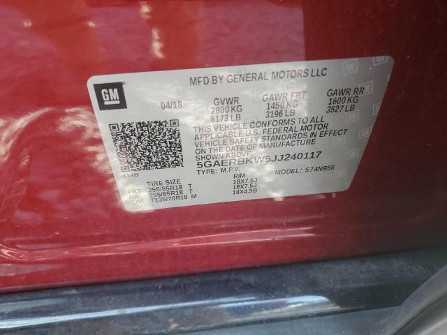 5GAERBKW5JJ240117 - 2018 BUICK ENCLAVE ESSENCE 红色 照片 13