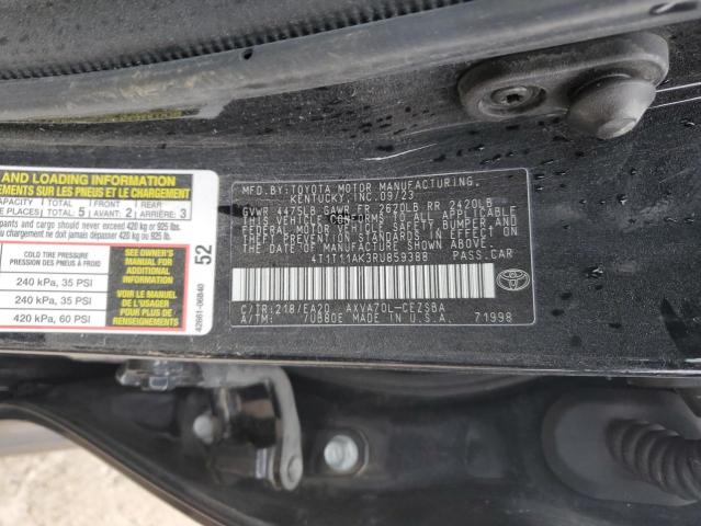 4T1T11AK3RU859388 - 2024 TOYOTA CAMRY SE NIGHT SHADE BLACK photo 12