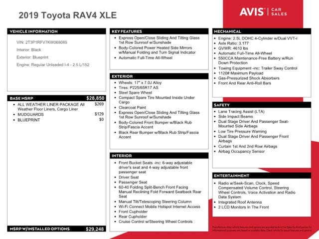 2T3P1RFV7KW068085 - 2019 TOYOTA RAV4 XLE BLUE photo 13