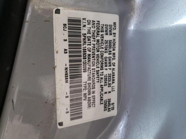 5FNRL18693B130099 - 2003 HONDA ODYSSEY EX SILVER photo 13