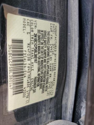 3N1BC1CP5BL380167 - 2011 NISSAN VERSA S BLACK photo 13