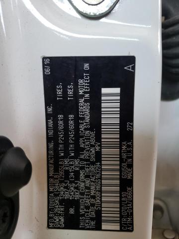 5TDKKRFH6GS163294 - 2016 TOYOTA HIGHLANDER XLE WHITE photo 12