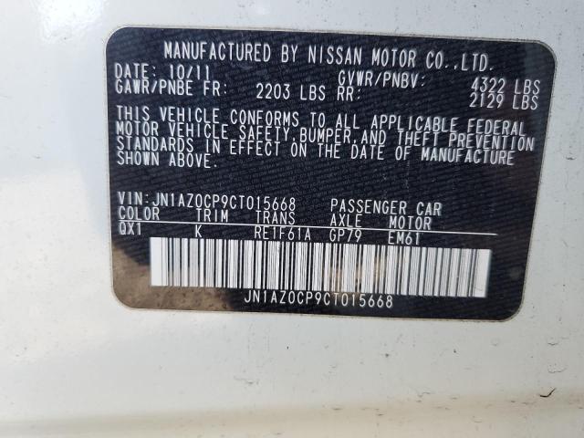 JN1AZ0CP9CT015668 - 2012 NISSAN LEAF SV WHITE photo 12