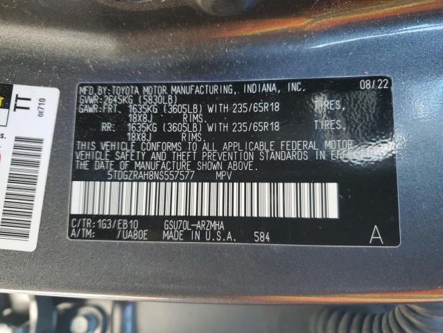 5TDGZRAH8NS557577 - 2022 TOYOTA HIGHLANDER XLE 灰色 照片 14