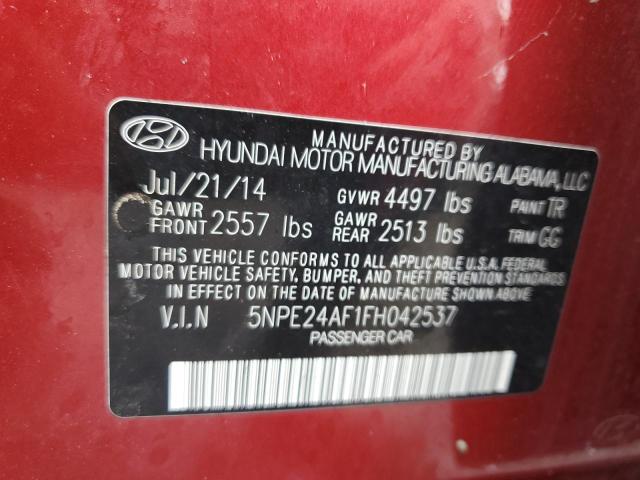 5NPE24AF1FH042537 - 2015 HYUNDAI SONATA SE RED photo 12