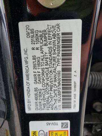 19UUB5F57MA001093 - 2021 ACURA TLX TECH A BLACK photo 12