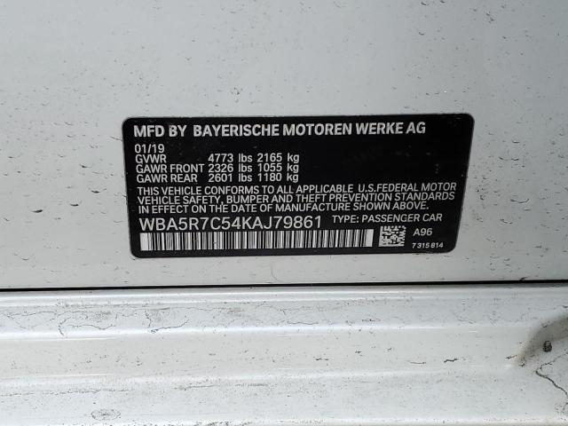 WBA5R7C54KAJ79861 - 2019 BMW 330XI WHITE photo 12