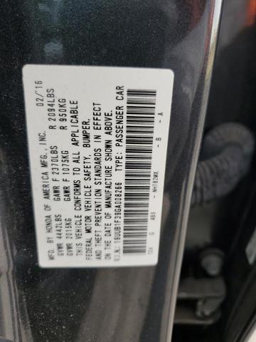 19UUB1F39GA008266 - 2016 ACURA TLX GRAY photo 12