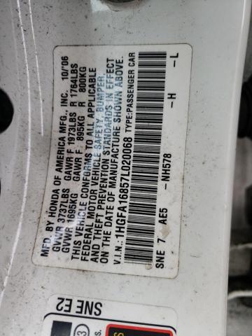 1HGFA16857L020068 - 2007 HONDA CIVIC EX WHITE photo 12