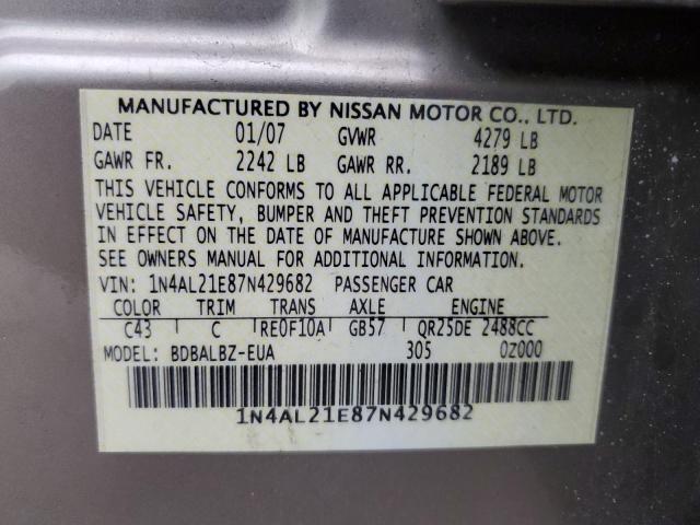 1N4AL21E87N429682 - 2007 NISSAN ALTIMA 2.5 TAN photo 12