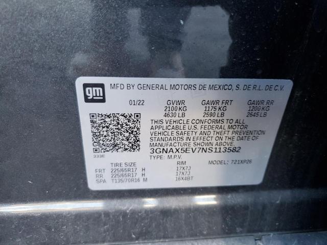 3GNAX5EV7NS113582 - 2022 CHEVROLET EQUINOX LS GRAY photo 13