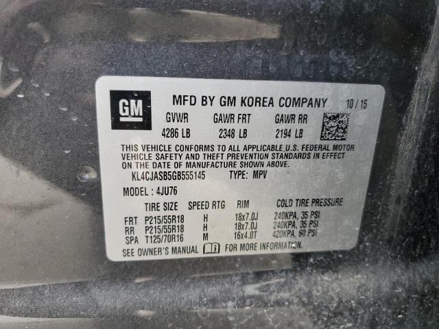 KL4CJASB5GB555145 - 2016 BUICK ENCORE GRAY photo 12