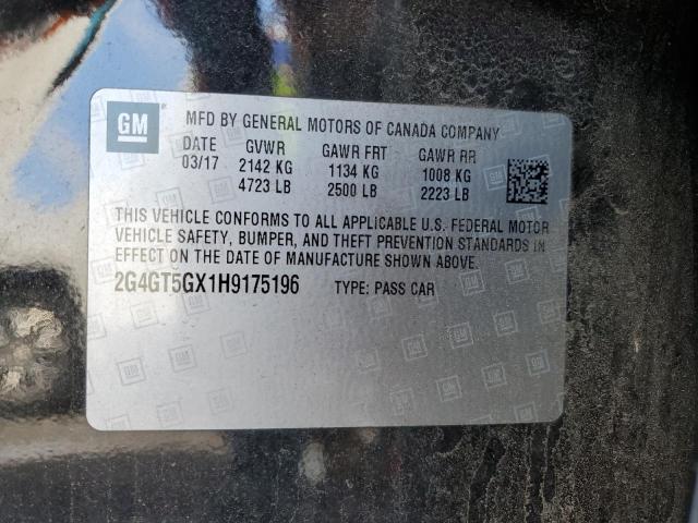 2G4GT5GX1H9175196 - 2017 BUICK REGAL GS შავი ფოტო 12