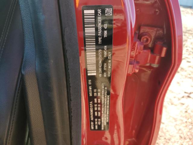 ZARFAEDN4J7597579 - 2018 ALFA ROMEO GIULIA Q4 წითელი ფოტო 12