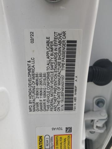 19UUB5F44NA001657 - 2022 ACURA TLX TECHNOLOGY 白色 照片 12