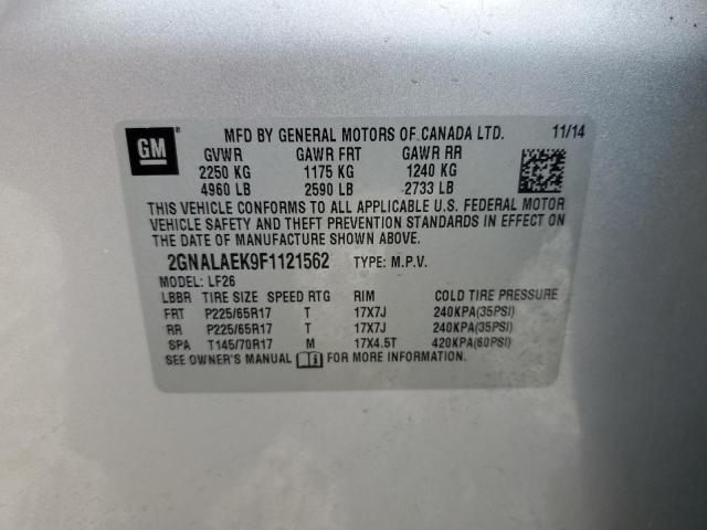 2GNALAEK9F1121562 - 2015 CHEVROLET EQUINOX LS SILVER photo 13