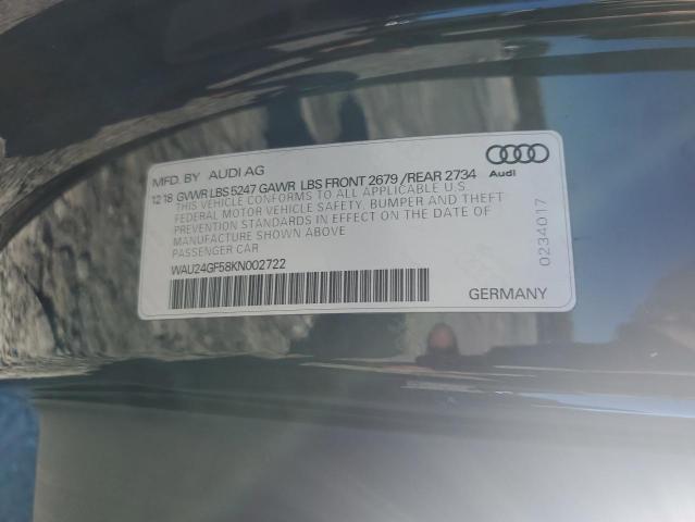 WAU24GF58KN002722 - 2019 AUDI S5 PRESTIGE BLACK photo 12