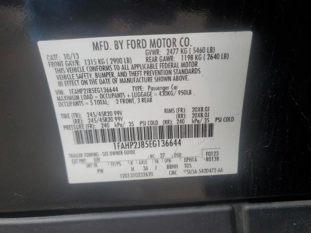 1FAHP2J85EG136644 - 2014 FORD TAURUS LIMITED BLACK photo 12