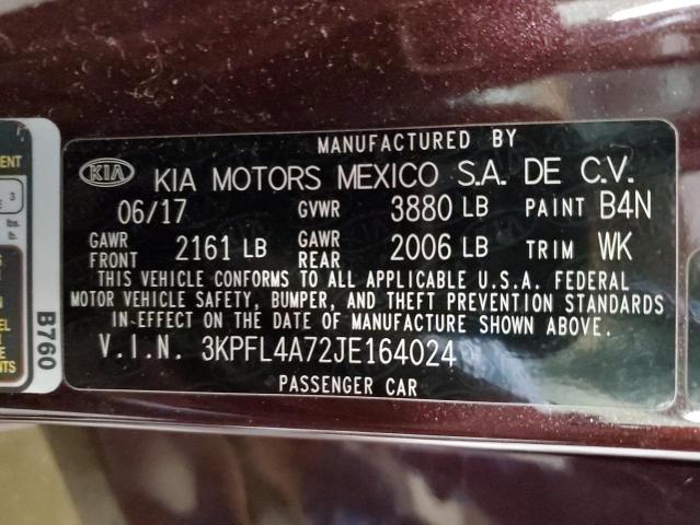 3KPFL4A72JE164024 - 2018 KIA FORTE LX PURPLE photo 12