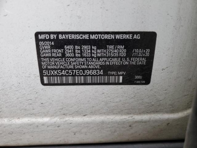 5UXKS4C57E0J96834 - 2014 BMW X5 XDRIVE35D WHITE photo 12