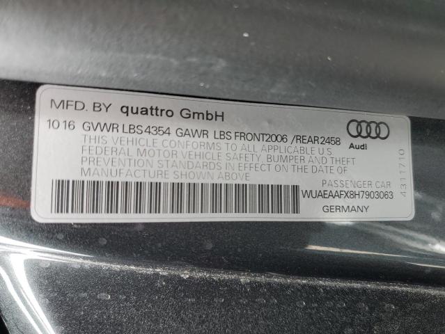 WUAEAAFX8H7903063 - 2017 AUDI R8 5.2 QUATTRO GRAY photo 12