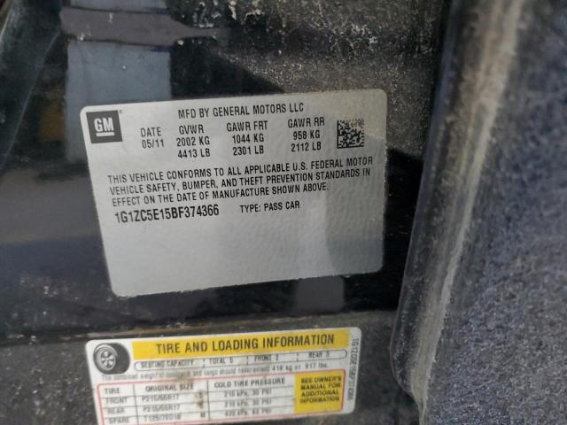 1G1ZC5E15BF374366 - 2011 CHEVROLET MALIBU 1LT BLACK photo 12