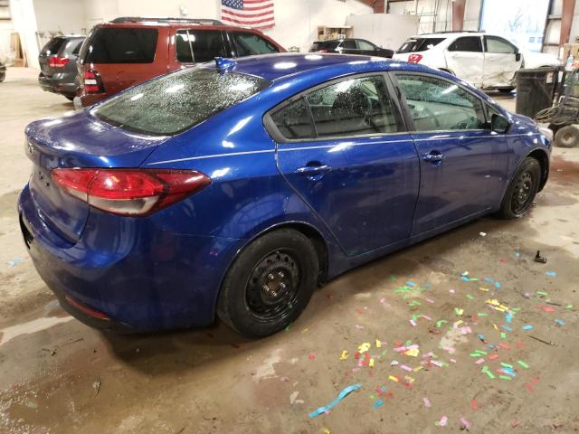 3KPFK4A7XHE063942 - 2017 KIA FORTE LX BLUE photo 3