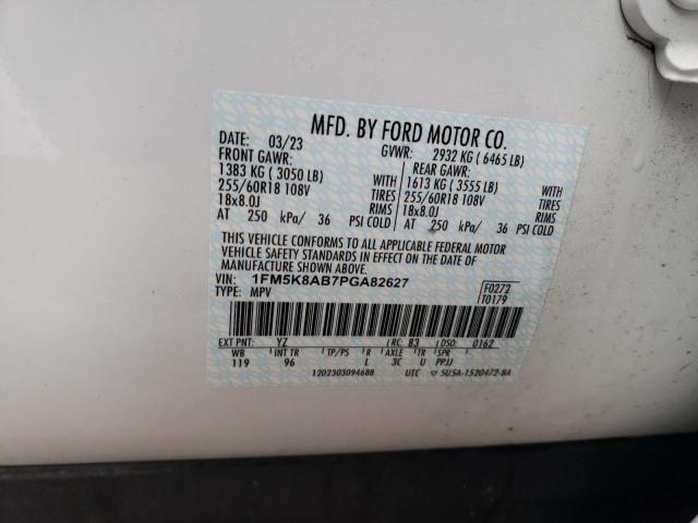 1FM5K8AB7PGA82627 - 2023 FORD EXPLORER POLICE INTERCEPTOR Սպիտակ լուսանկար 13