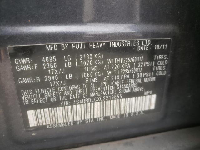 4S4BRDLCXC2219855 - 2012 SUBARU OUTBACK 3.6R LIMITED GRAY photo 14