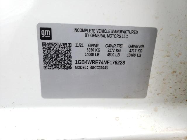 1GB4WRE74NF176228 - 2022 CHEVROLET SILVERADO C3500 WHITE photo 12